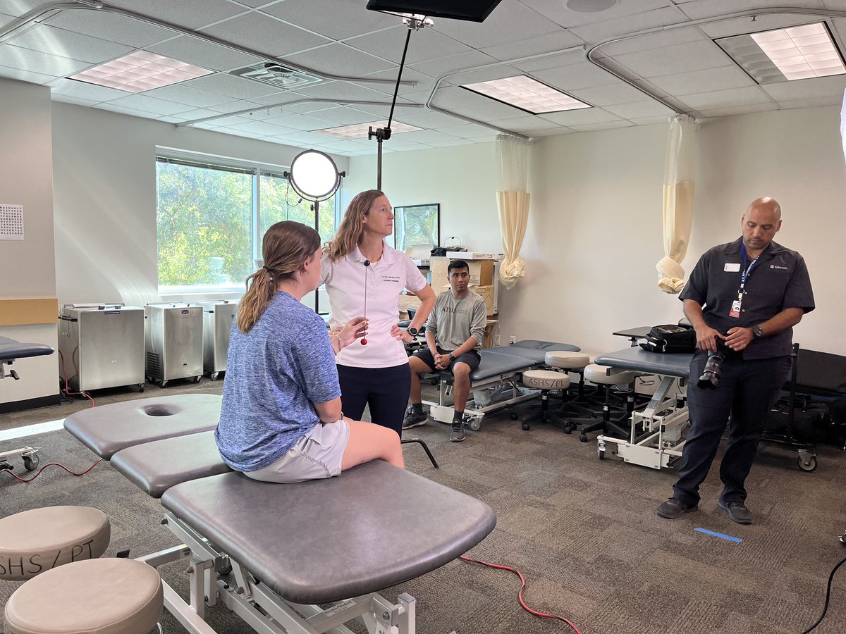 ATSAATSU's tweet photo. “I’m ready for my close up!” 📸🎥
@MarissaCarafa, @TamaraCVMcLeod, @CaileeEWelch and @KevinOrozcoATC helping with the ATSU AT programs photo shoot this morning. https://t.co/Vg3Kj1ht8m