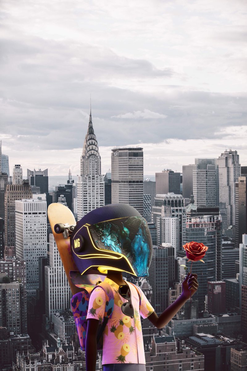 I took my friend’s Aku (#358 || <a href="/aramunu/">aramunu.eth</a>) to NYC. This is a shot that I took flying over NYC (🚁) back in 2017. 

#WeAreAku || <a href="/AkuDreams/">Aku 👨🏾‍🚀 Akutars</a> || <a href="/Micah_Johnson3/">Micah Johnson 👨🏾‍🚀🚀</a> 

A A A A A A K U U U U U U