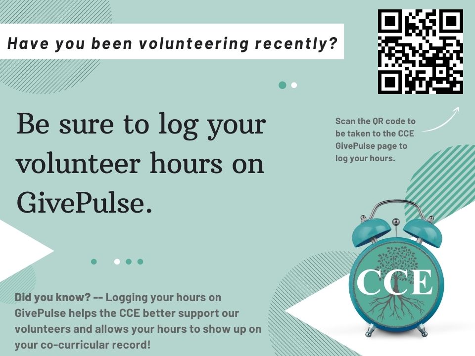 LU_CCE_CC's tweet photo. Just a friendly reminder to log your volunteer hours on GivePulse whenever you complete an event! This helps the CCE better support all of you in the volunteering journeys and it also records your hours on your co-curricular records. If you've registered and completed an event.. https://t.co/C3fQlZ7XaJ