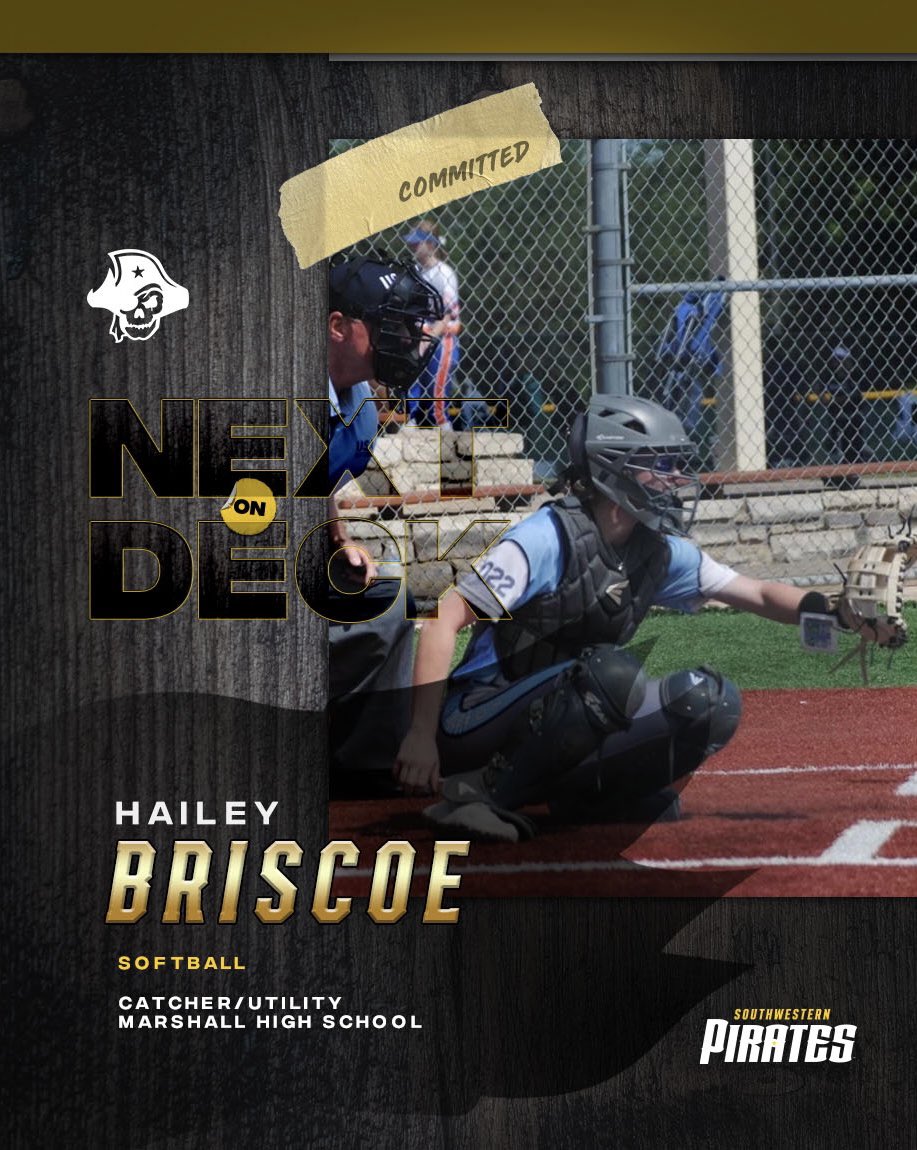 SUPiratesSB's tweet photo. Join us in welcoming Hailey Briscoe to the Pirate Softball family! Hailey is a catcher/utility from Marshall HS #GoPirates 🏴☠️ https://t.co/HcixNOo2JA