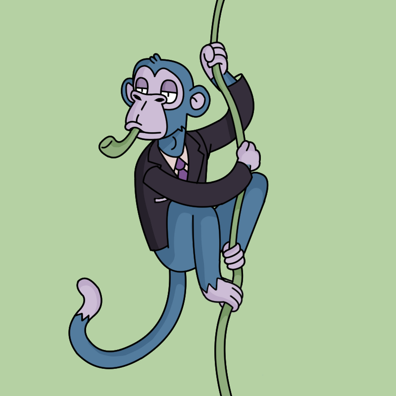 antoonsworld's tweet photo. Meet Gordon. He has become quite bored of life. He dedicated his life to obtain wealth, and now that he has it, he does not know what to do with himself. He enjoys swinging on his luxury vine, but it all seems dull now. This is one very bored ape! https://t.co/vi0JL8i9dk