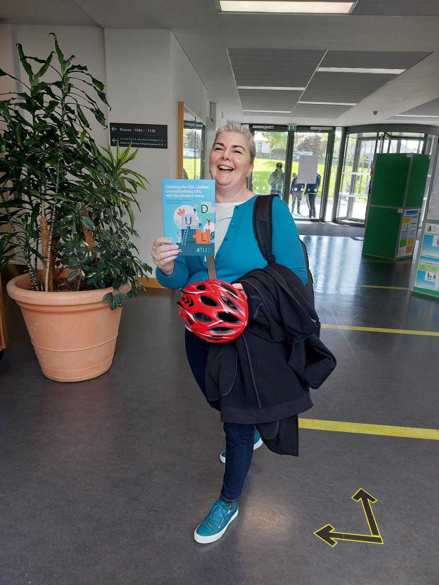 atuhealthysligo's tweet photo. It's Bike to Work day! Check out @OKellyCathy full of the joys after cycling to work today. She is also super excited about presenting at the UDL conference @ATUSligoTLC taking place on campus here in @atusligo_ie on Thurs 26th May from 9.30 am. #BikeToWorkDay #BikeWeekPledge https://t.co/q7p6HgiASS
