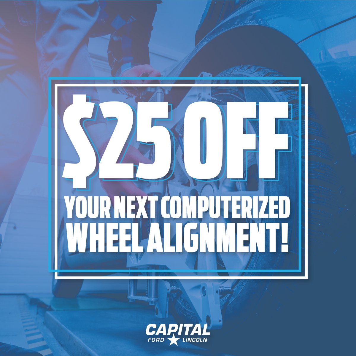 CapitalFord's tweet image. Are you fighting some losing battles with the potholes in your neighbourhood lately? 🛞 s maybe in need of a fresh alignment? Well, we’ve got you covered with $25 OFF your next computerized wheel alignment. Connect with us to book your vehicle today!

#needanalignment #special