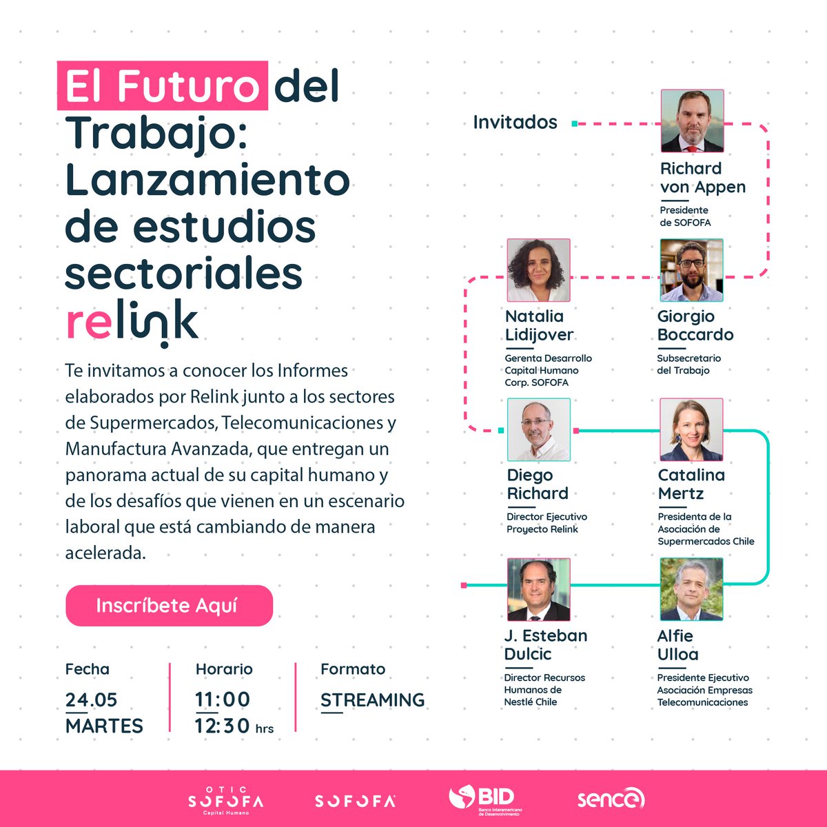 Redderrhh1's tweet photo. 📣La @Redderrhh1 te invita al evento "El Futuro del Trabajo: Lanzamiento de estudios sectoriales #Relink" @OTICSOFOFA, @el_BID y @SenceChile

🗓Martes 24 de mayo
⏰11:00 hrs. Chile 🇨🇱

✍🏼Inscríbete aquí: https://t.co/2lfRfnTYkl

#rrhh #redderrhh #oticsofofa #futuro #trabajo https://t.co/qqN90ID9wj