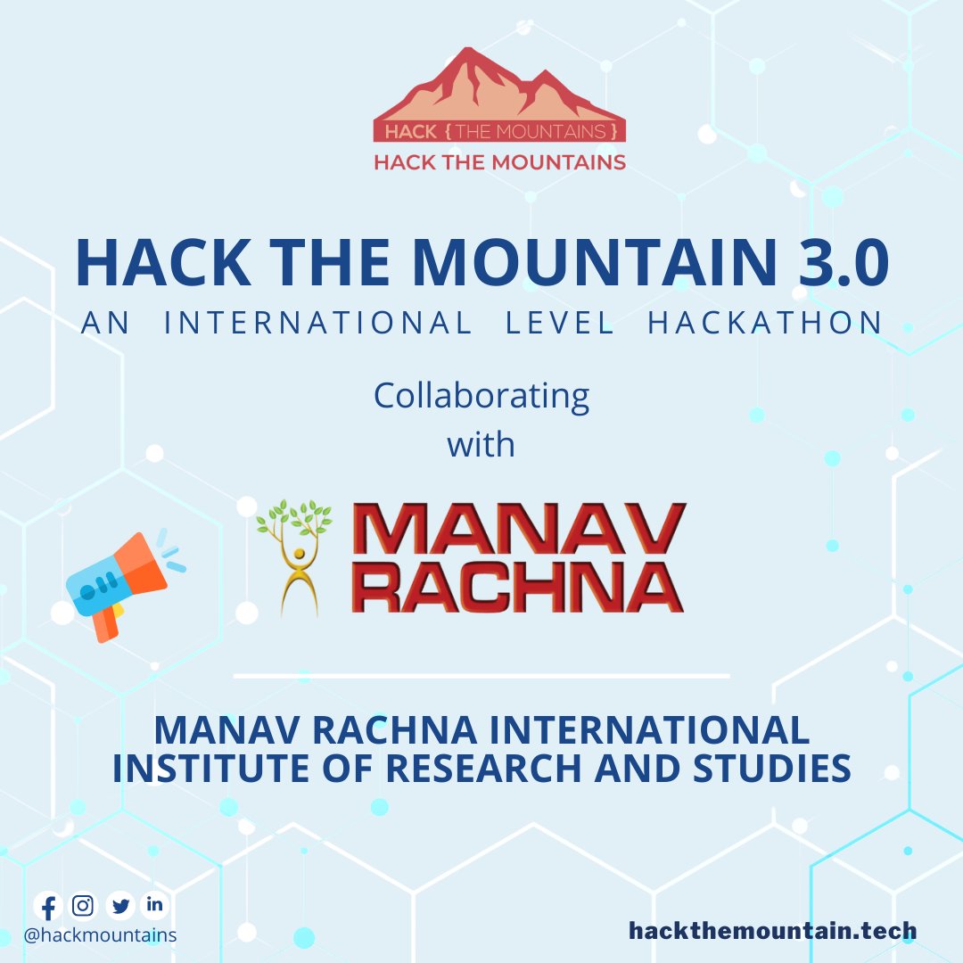 HackMountains's tweet photo. HTM launches hybrid mode hackathon, & this time its collaborating with MRIIRS, formerly MRIU- a NAAC Accredited ‘A’ Grade Institution for the offline conduct.
So set up your gears and get ready for the climb!✨
#hackthemountains #HTM3 #hackathon2022 #ManavRachna #mlh #community https://t.co/h0vjXt0YdH