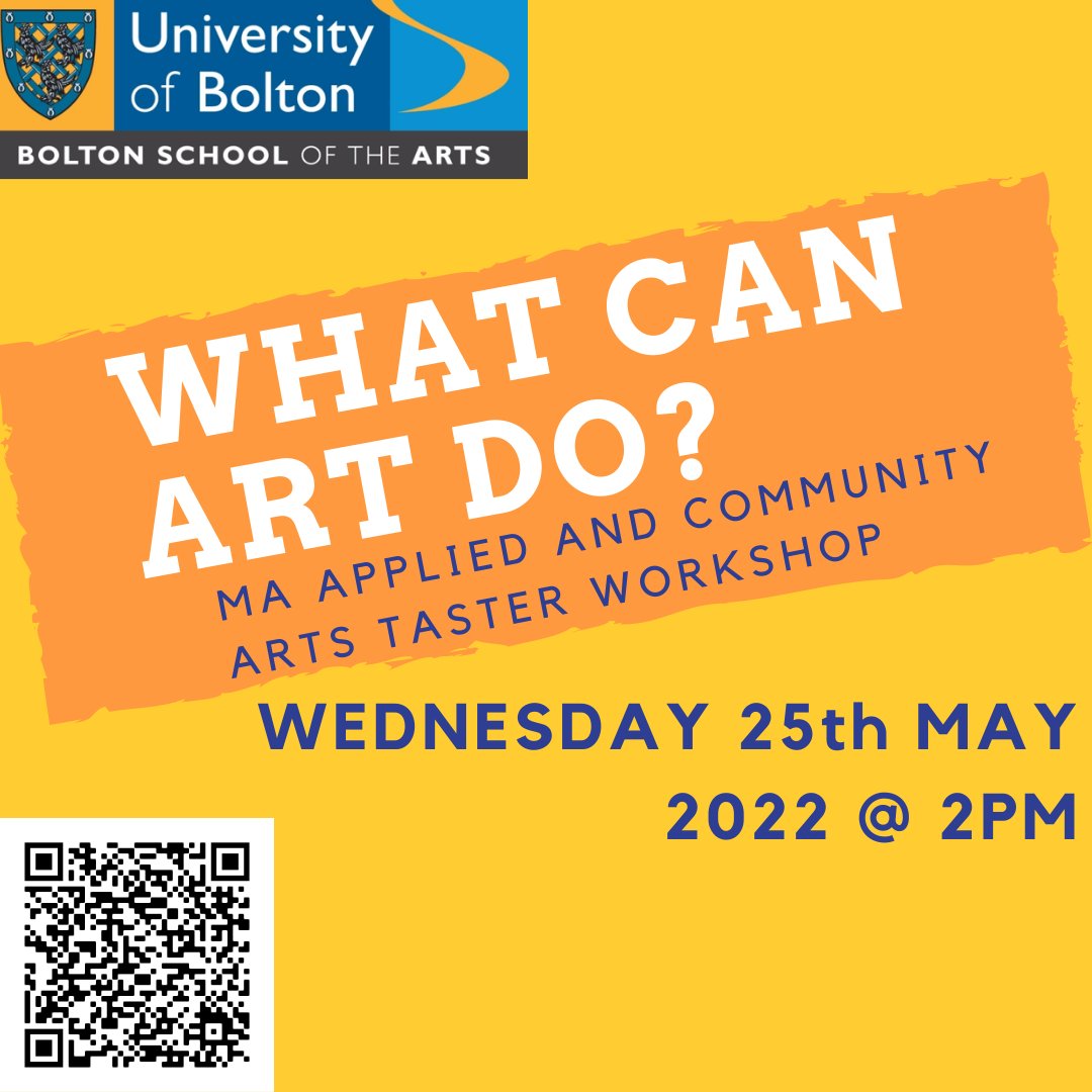 A week today! Come to our open event to find out more about studying MA Applied and Community Arts👇 eventbrite.co.uk/myevent?eid=31…