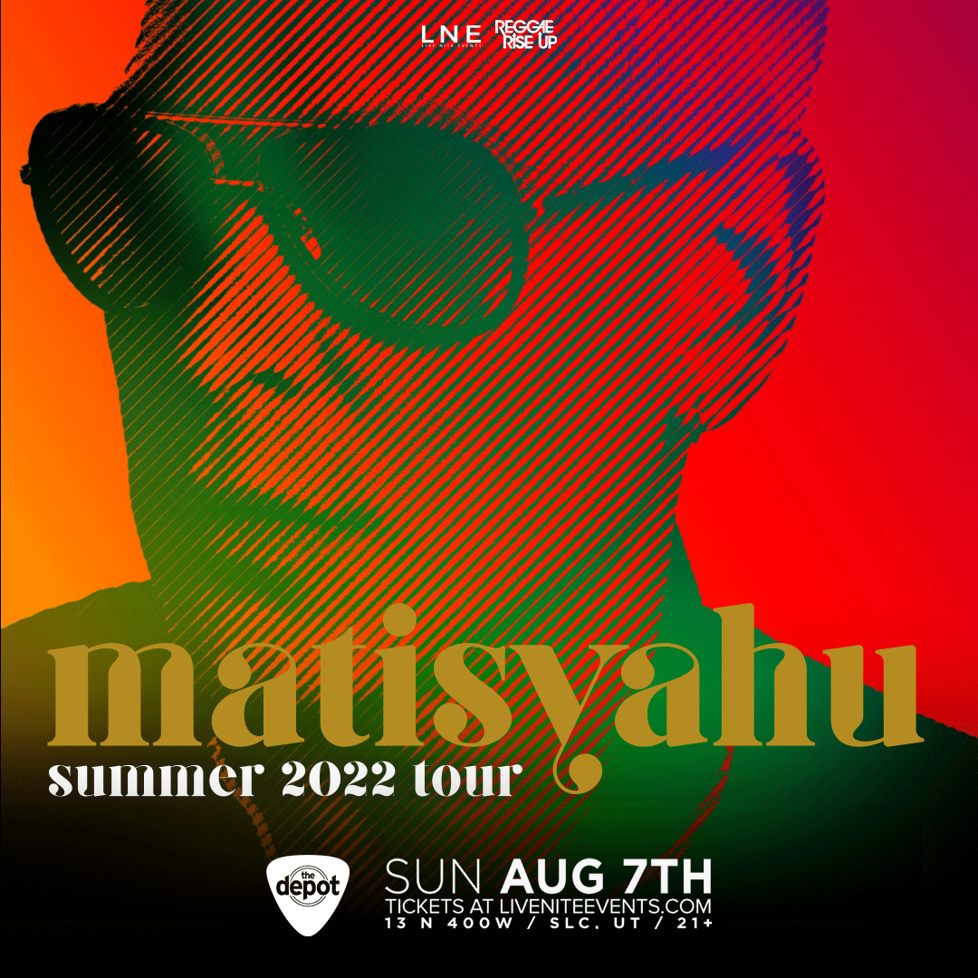 ReggaeRiseUp's tweet photo. NEW SHOW! ☮️ Fam, we are SO stoked to announce that @matisyahu is coming back to SLC 💨 

Save the date for AUG 7TH at @DepotSLC and come feel the rhythms☀️ 

Tickets On Sale FRI @ 10AM(MT) ▶️ https://t.co/7XAqhWeGl7 

#MATISYAHU #DepotSLC #ReggaeRiseUp https://t.co/DkAfpm4SoG