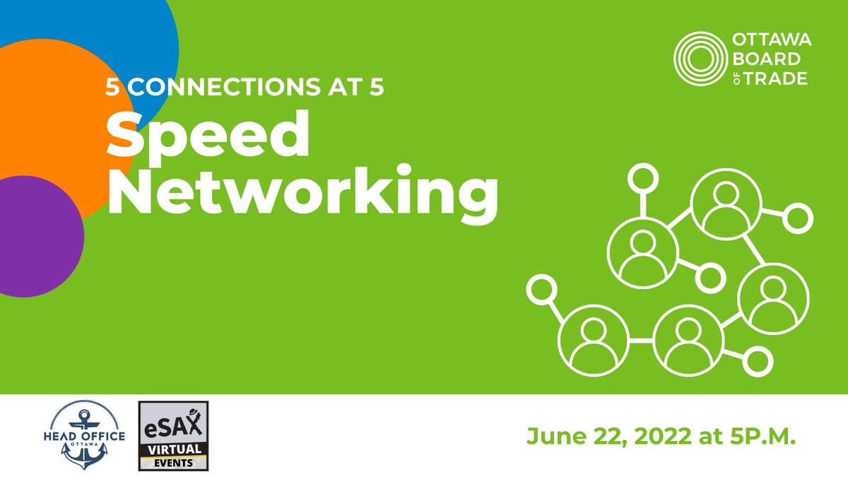 ottawabot's tweet image. Don't miss the next 5 Connections at 5 on Wednesday June 22 at 5 p.m. at the beautiful Head Office Ottawa! 

Come #network with your #OBOT business community. Registration now open for both current and future members! Save your spot ➡️ ow.ly/MmaR50J5Mm2

#BeAMember #Ottawa