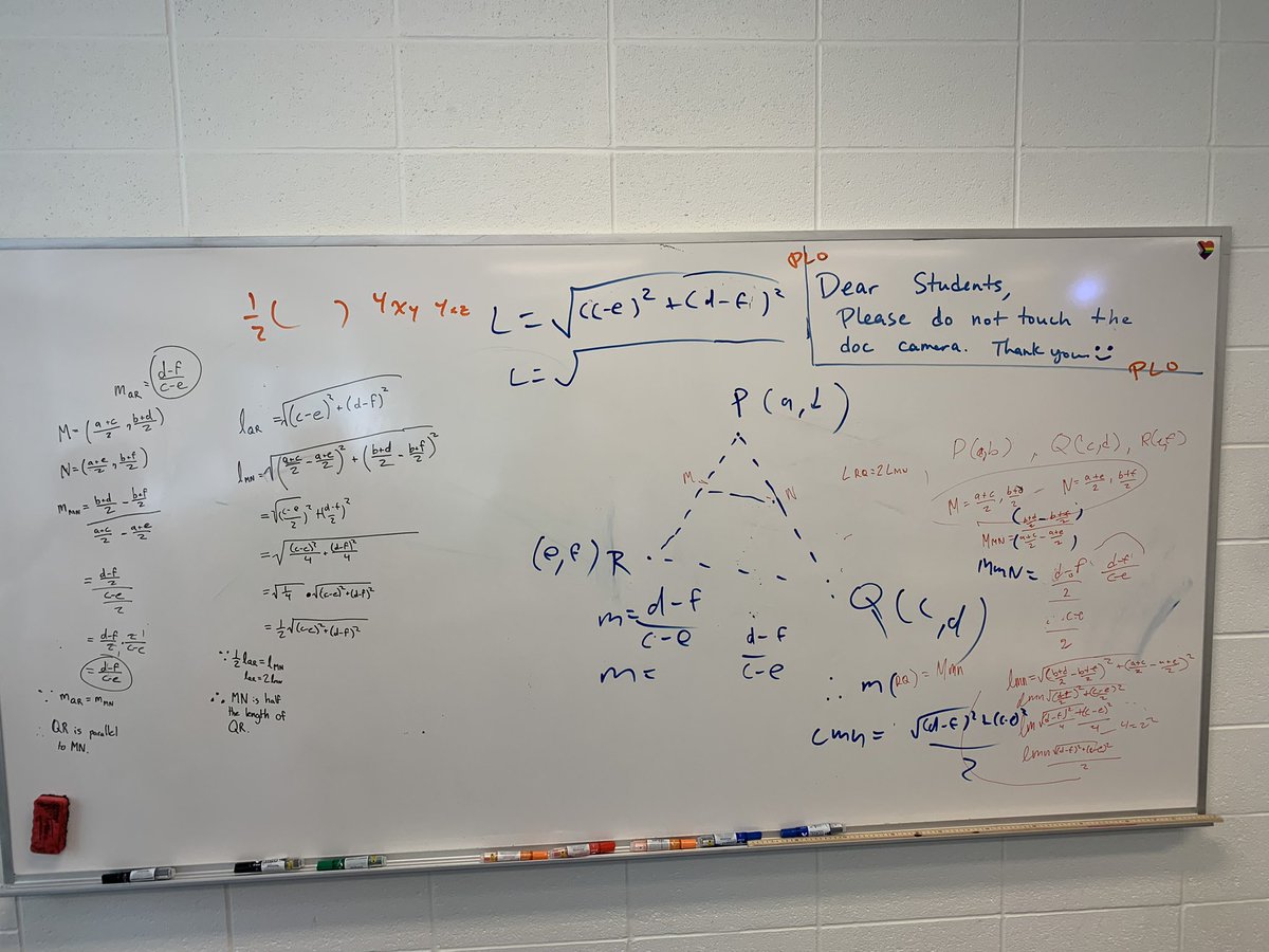 My #MPM2D Ss continue to blow me away! Challenged them to prove these 2 triangle properties in general and they nailed it! #vnps