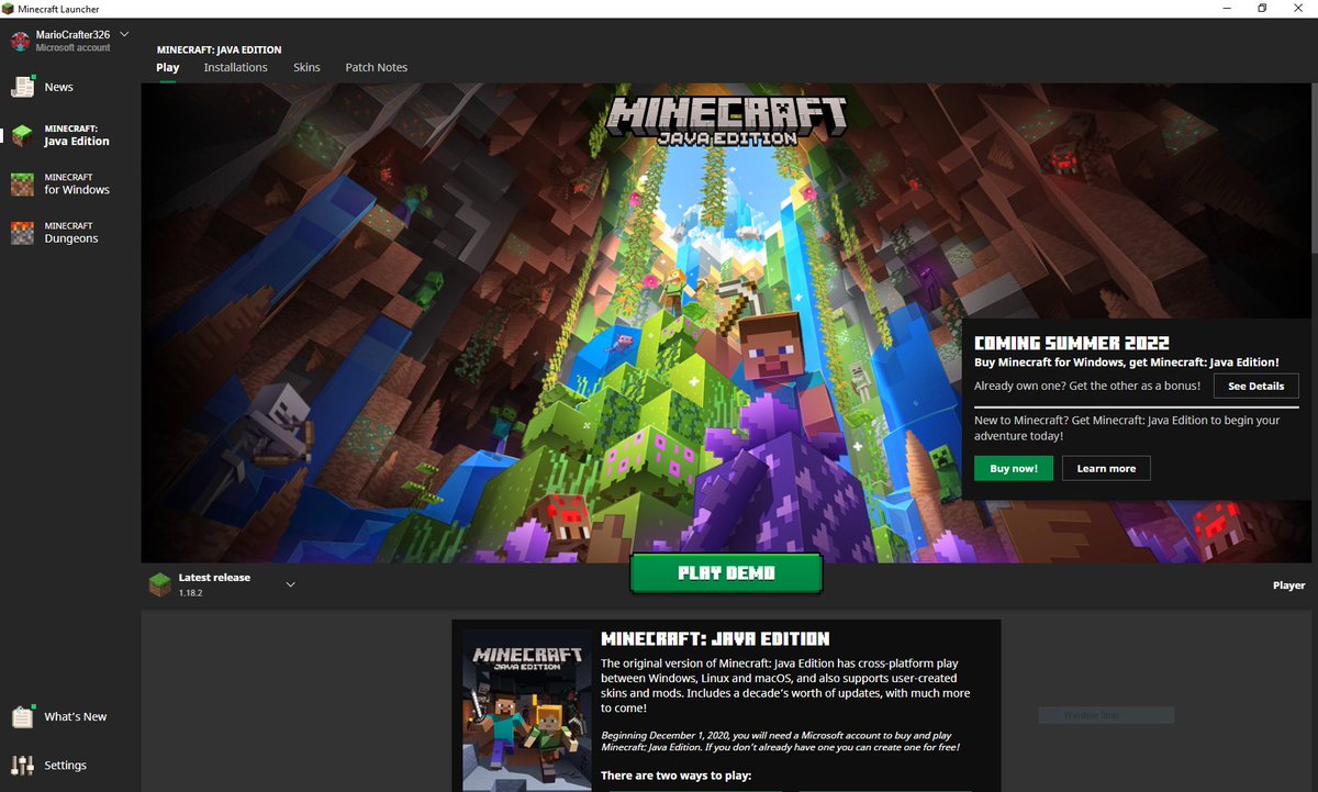 MarioCrafter26's tweet photo. SOOOOOO... @Microsoft has forced me to migrate to their account system on minecraft, i did so and guess what, i have to buy the fucking game again thanks microsoft, i would've never had this problem with mojang but here you are mocking me with the "play demo" button.🖕thanks🖕 https://t.co/9FumGEOb6d
