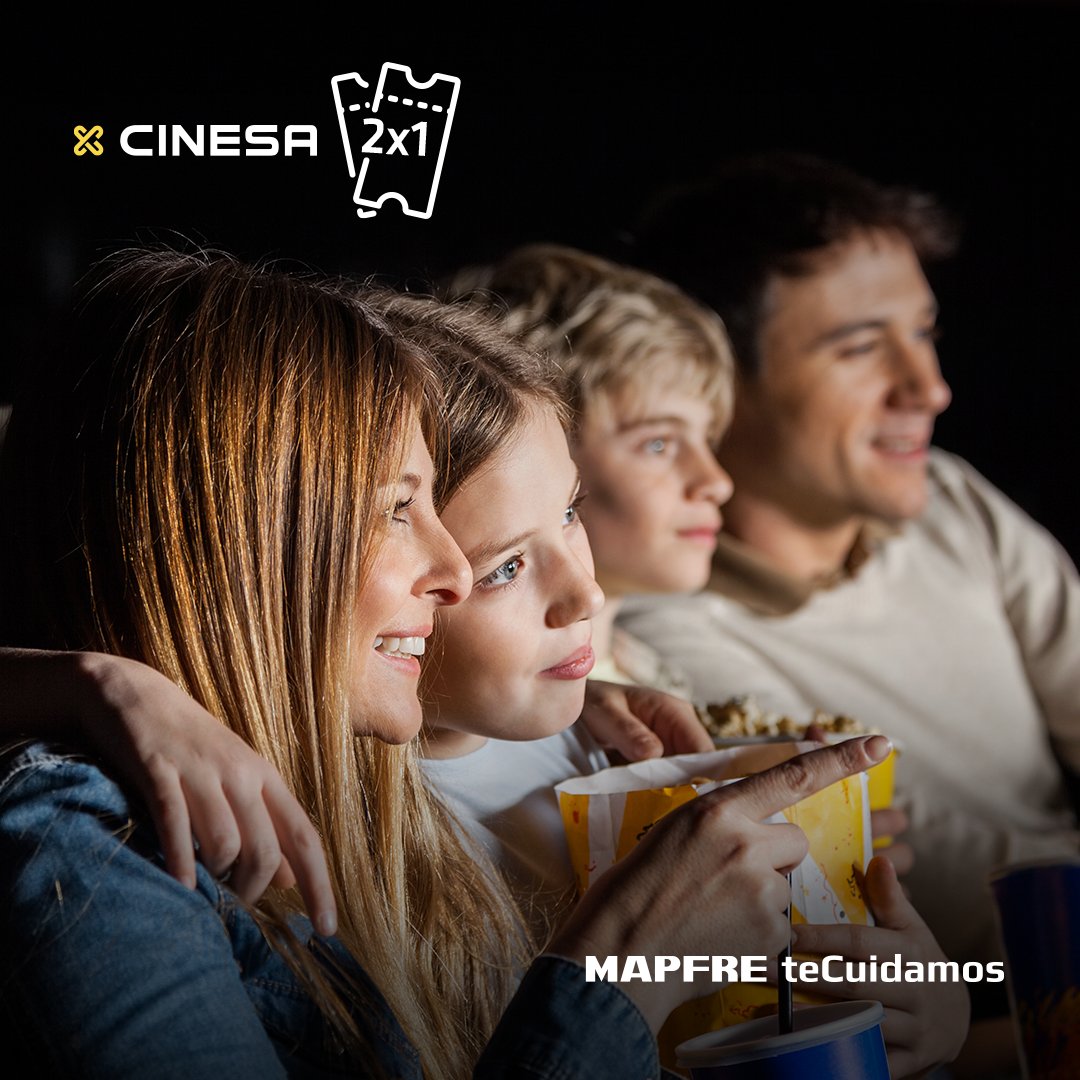 MAPFRE_ES's tweet photo. ¡Tarde de cine! Es igual a PLA-NA-ZO.
Ahora por ser Socio de #MAPFREtecuidamos tienes un 2x1 en tus entradas. Como sabemos que una peli no se disfruta igual sin palomitas, tienes 2 menús GIGANTES con 2 bebidas desde 12€. Ya tienes plan para este finde😉 https://t.co/4KOLTLni6I https://t.co/1603Qs9ssP