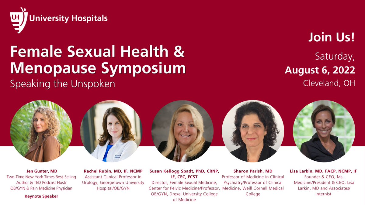 Thrilled to announce registration is live for University Hospitals first-ever Female Sexual Health &amp; Menopause Symposium! Proud to lead the national conversation encouraging women and their providers to speak the unspoken in genitourinary women’s health.
bit.ly/3ytZmmr