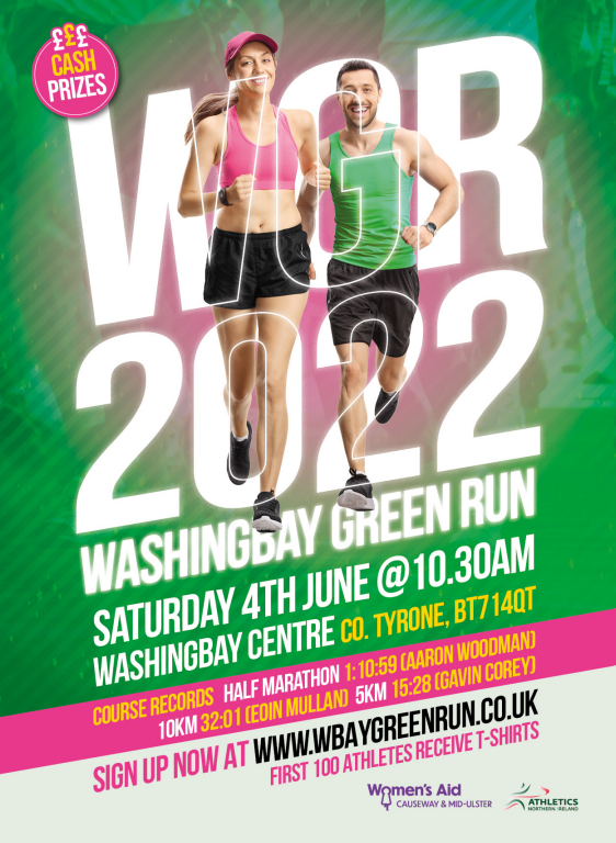 Only 17 days to go to the Washingbay Green Run 2022 🏃🏻‍♀️🏃🏻‍♂️

📅 Saturday 4th June
⏲️ 10.30am
📍 Derrylaughan, Co Tyrone (BT71 4QT)

Sign up today @
wbaygreenrun.co.uk