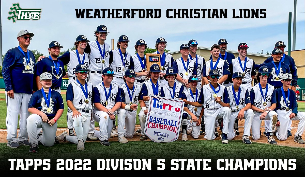 TxHS_Baseball's tweet photo. Weatherford Christian takes 3rd Consecutive TAPPS Divison 5 State Championship on game-ending triple play.  See story... https://t.co/pWOmxqp2A1
@PSTxHSBaseball @WCSLions @TAPPSBaseball @TAPPSbiz https://t.co/zWrmd3rtQ1