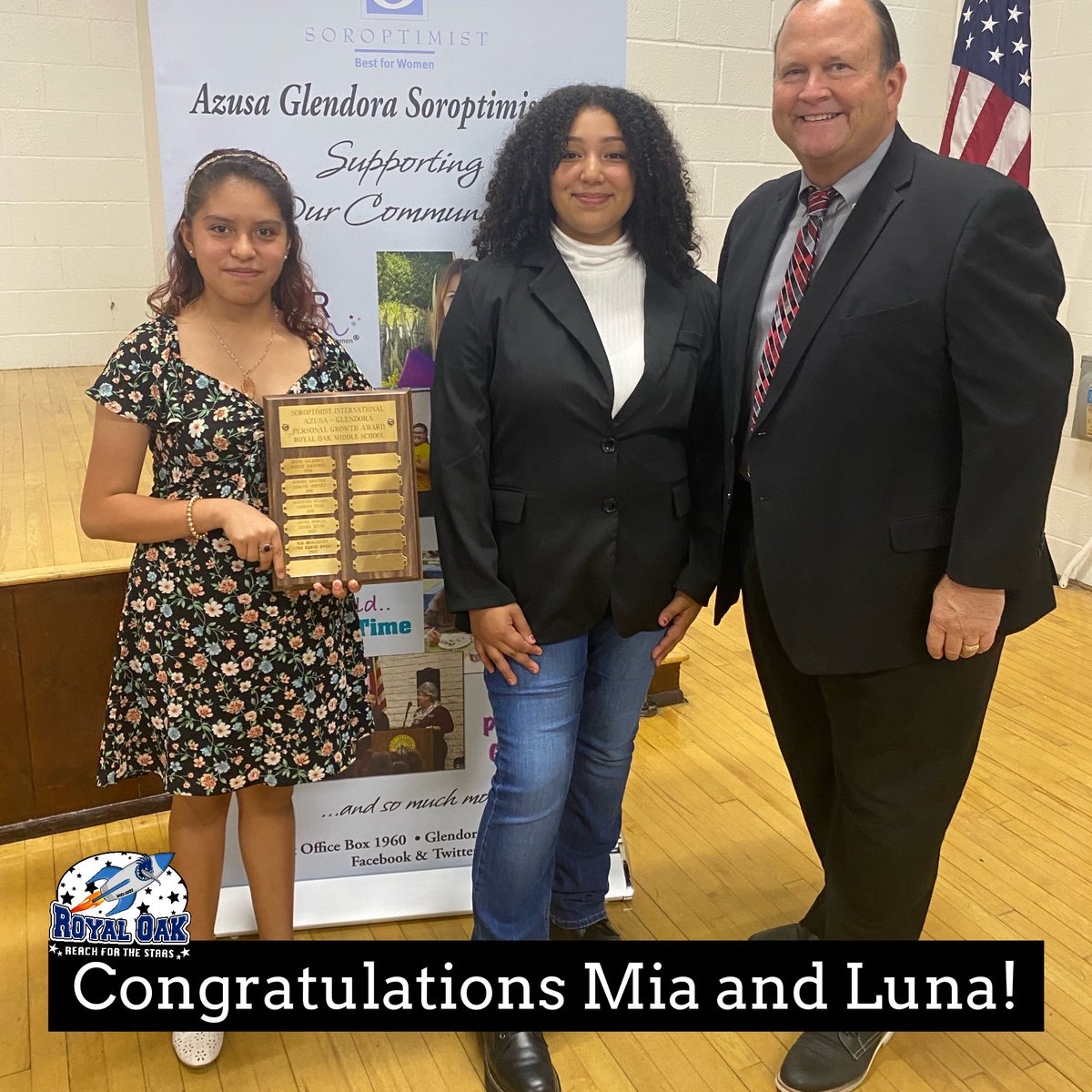 Congratulations Mia and Luna on earning an award on personal growth from the Soroptimist International of Azusa-Glendora. #charteroakunifiedisAMAZING