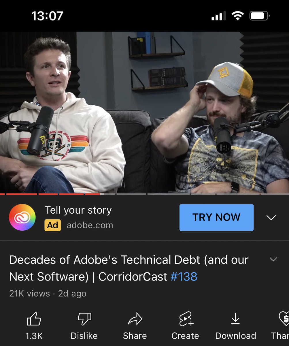 EloiseBento's tweet photo. Watching - and agreeing with - @CorridorDigital, while been impacted by ads from adobe. https://t.co/k8mBwRLOP0