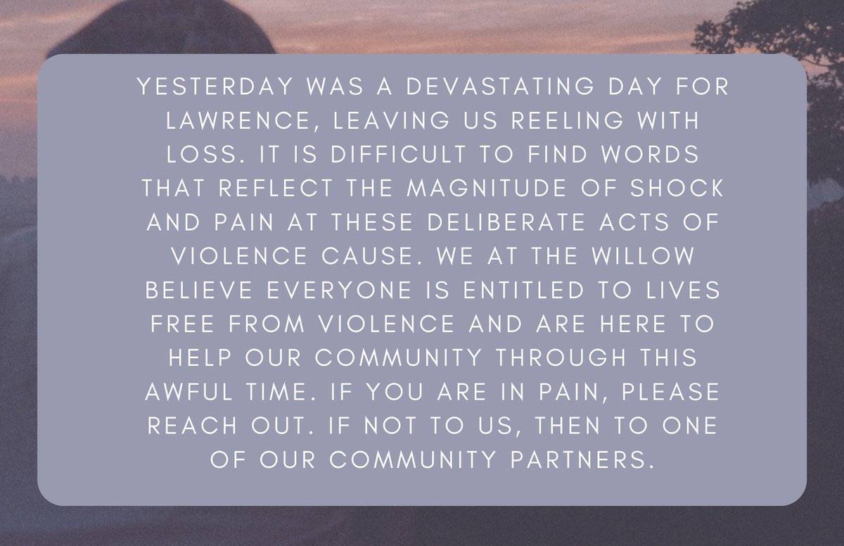 WillowDVCenter's tweet image. We at The Willow believe everyone is entitled to lives free from violence and are here to help our community through this awful time. If you are in pain, please reach out. If not to us, then to one of our community partners. 785-843-3333