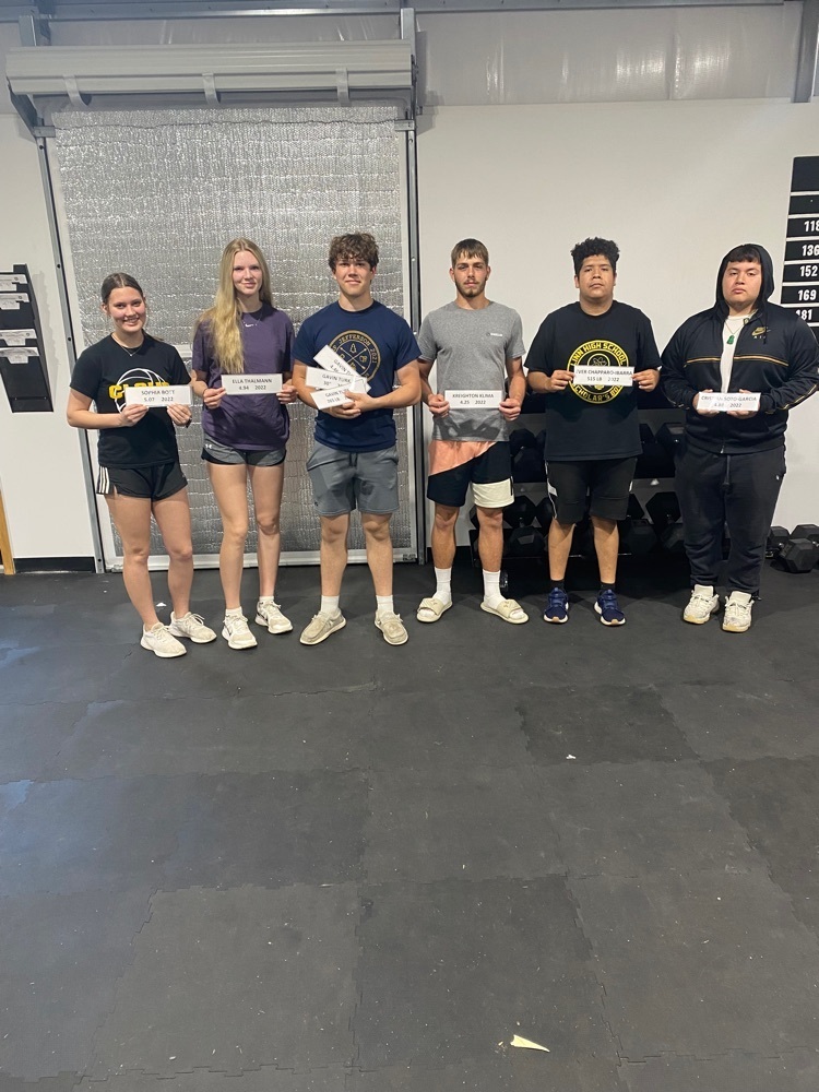 Congrats to these student athletes for adding there names to the weight room record boards for the spring semester!
