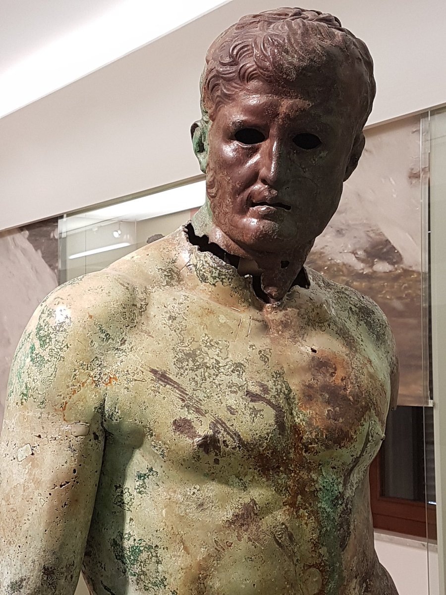 In the Museo Archeologico Provinciale di Brindisi - saw the amazing #bronzes  from Punta del Serrone near Brindisi. Parts of dozens of #Hellenistic and  #Roman bronzes  including this amazing Hellenistic Prince. Sadly they were about to be melted down. Luckily the boat sank.