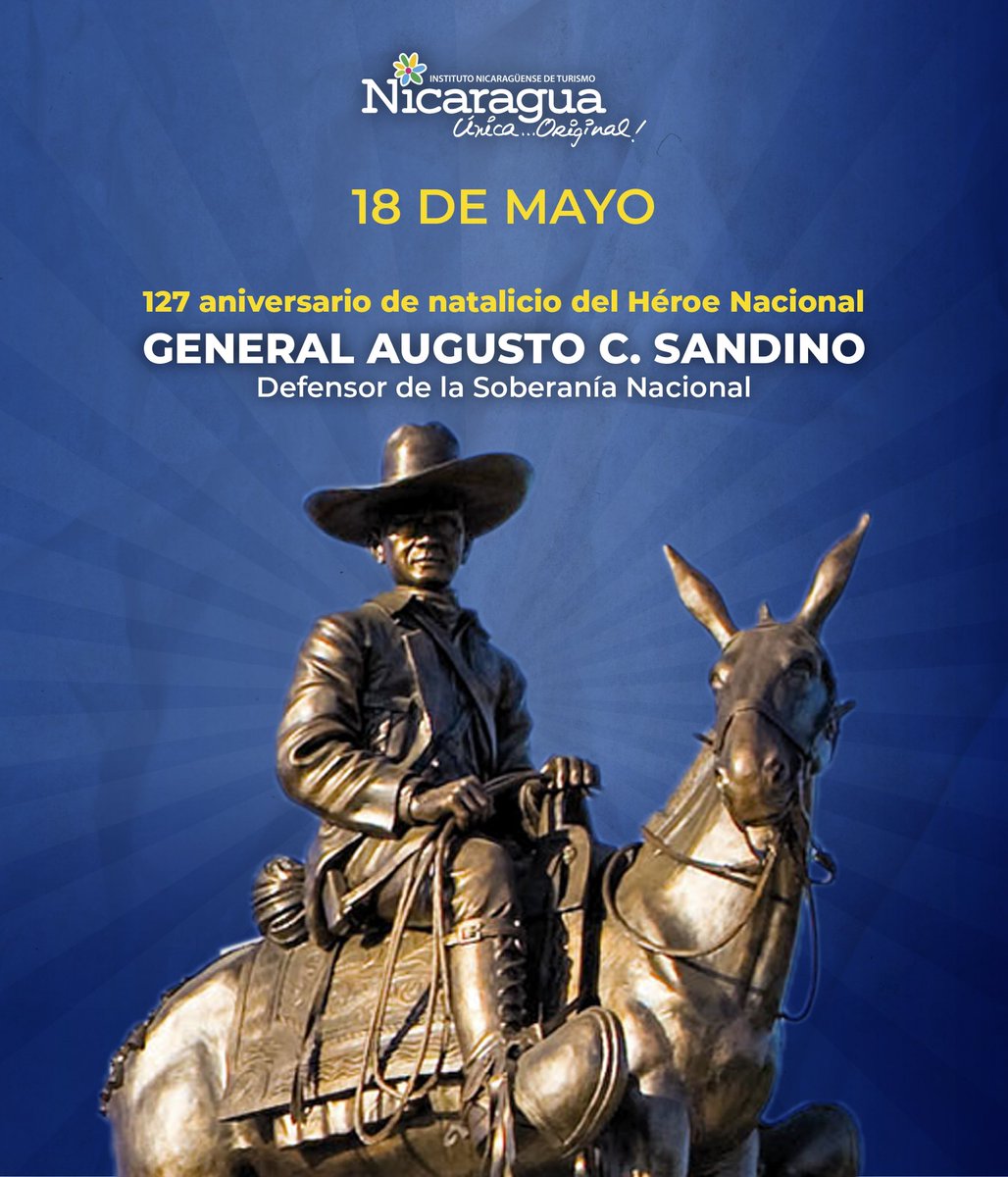 Nicaragua celebra una aniversario más del nacimiento del General Augusto C. Sandino, máximo ejemplo de dignidad y valentía, preservamos su legado de amor y defensa de la soberanía nacional 🤍

#SandinoSiempre
#Nicaragua