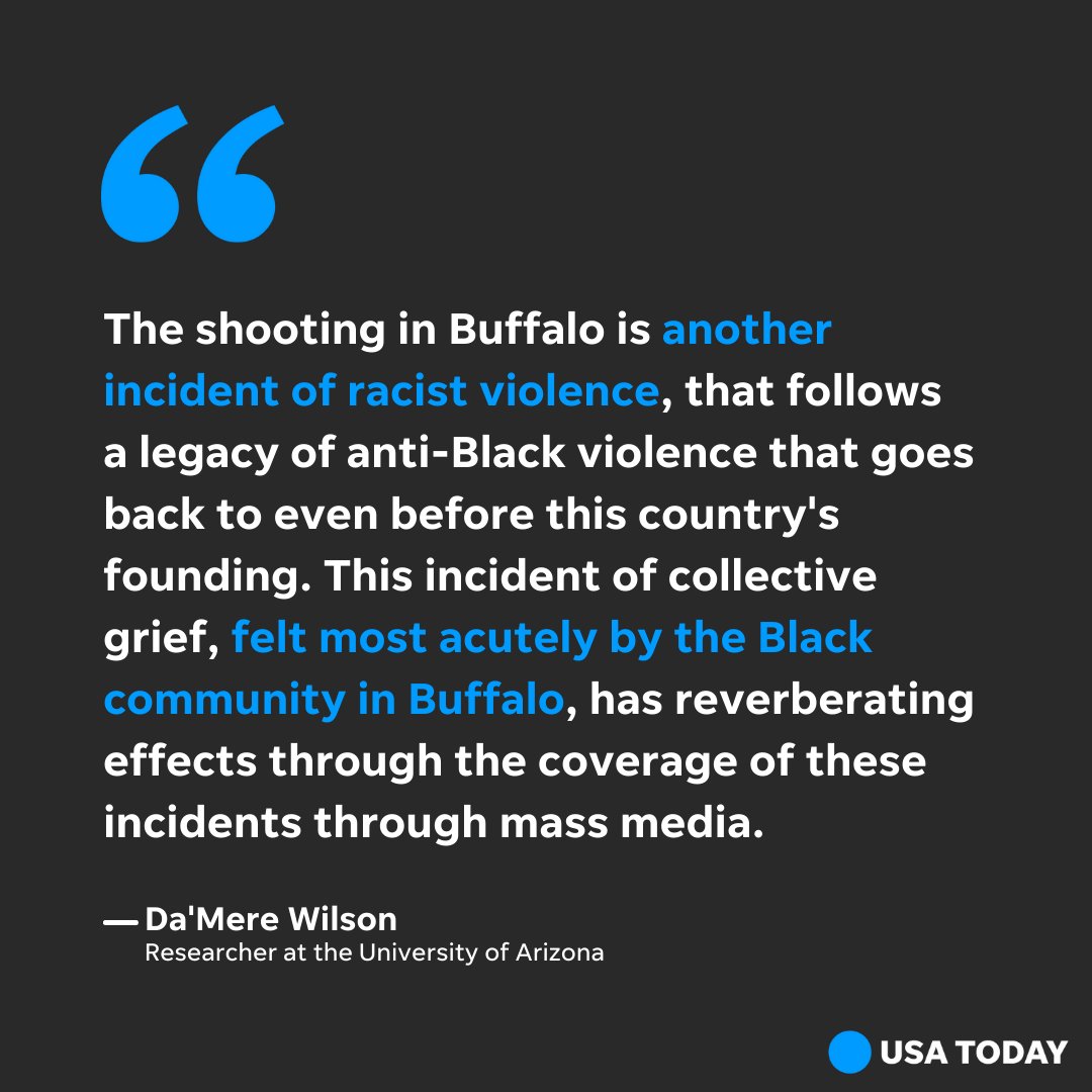 USATODAY's tweet photo. Black Americans are grappling with a collective loss after a white gunman killed 10 people in a supermarket in a predominantly Black neighborhood. https://t.co/mwvVMR8dOE