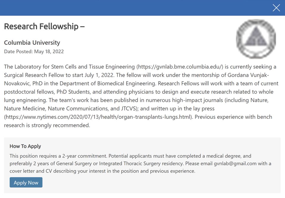GVNlab's tweet photo. Please RT &amp; spread widely: our lab is hiring a postdoctoral surgical research fellow for work in whole lung regeneration. 

See below for details and how to apply: https://t.co/bxUyf5Zkt1
