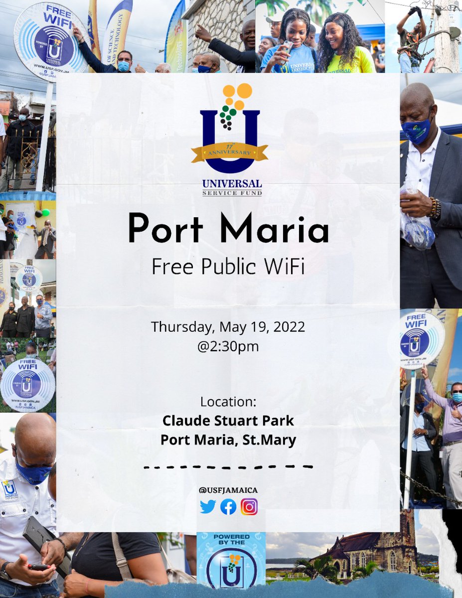 usfjamaica's tweet image. Port Maria comes alive tomorrow when we launch our 19th public wi-fi hotspot...FREE FREE FREE

We are connecting the nation, one wi-fi hotspot at a time!

#USFConnect17
#USFConnectingTheNation
@MSETGovJM
@darylvazmp 
@guy_dr