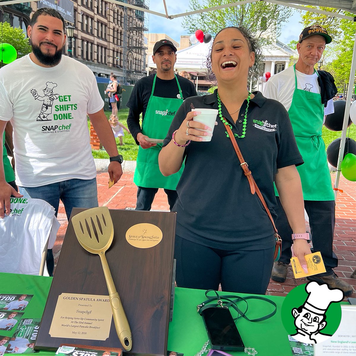 Snapchef's tweet photo. The #SnapFam was in action this weekend at the @SpiritofSpfld's Worlds Largest Pancake Breakfast! Thank you to State RepresentativeCarlos Gonzalez  and @MGMSpringfield for a great event!

#snapchef #pancakeparty #mgmspringfield #spiritofspringfield #springfieldma https://t.co/keoKU0MKmb