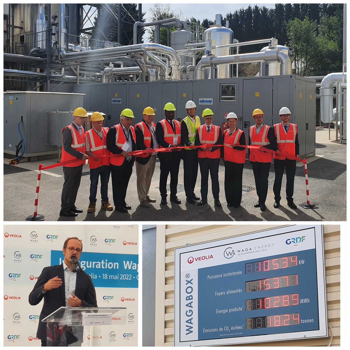 Inauguration✂️avec <a href="/Veolia/">Veolia</a> <a href="/WagaEnergy/">Waga Energy</a> et <a href="/GRDF/">GRDF</a> de la plus grande installation de production de #Biomethane en 🇫🇷
120 GWh/an de gaz renouvelable pour chauffer 20000 foyers ou faire rouler 480 bus au #bioGNV
Le <a href="/Departement77/">Seine-et-Marne</a> indépendant à 21% de ses conso résidentielles en gaz 👍