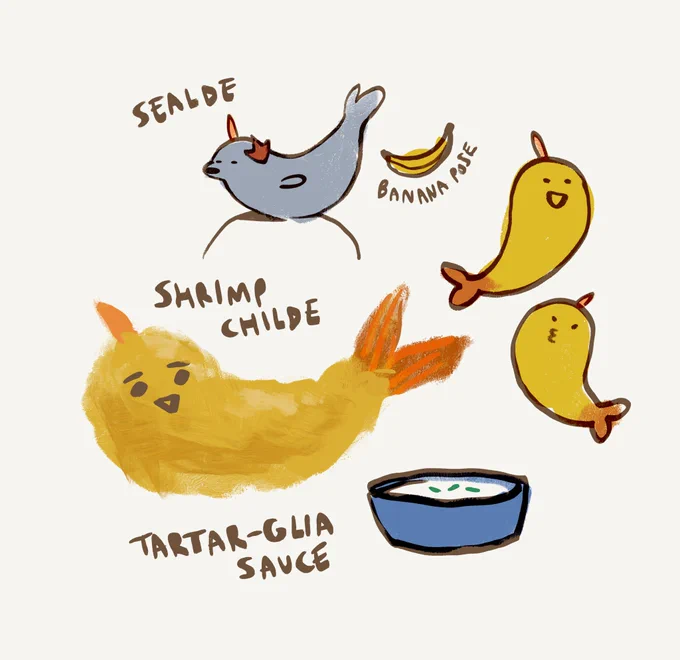 scaramouche feeding time. also i think its funny drawing childe as food and animals have you noticed 