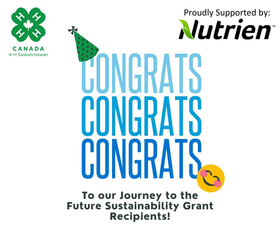 4HSask's tweet photo. 🎉 Congratulations, Toon Town and Boreal Rangers Outdoor Adventure 4-H Clubs, recipients of the Journey to the Future Sustainability Grant. @NutrienLTD is proud to partner with @4HSask to help bring ideas to life and make positive impacts in our communities and on the environment https://t.co/v5sDOJQgJF