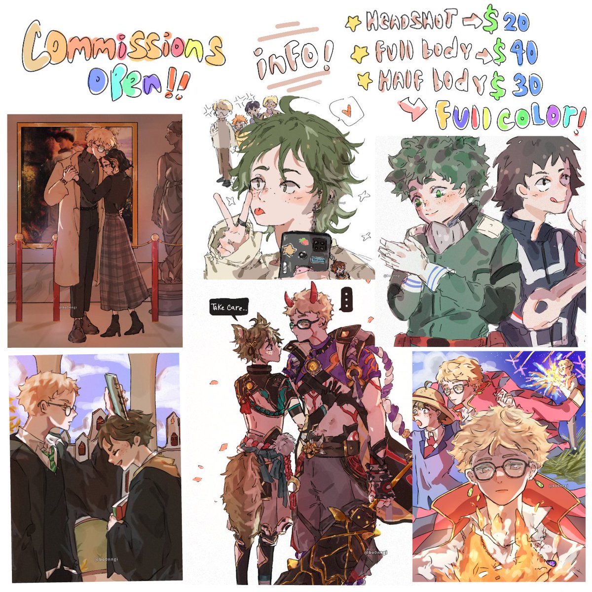 open commissions second time!
this time I adjusted prices, I had to lower them because I need to generate income, if you are interested please write me to dm!💗
Only Paypal🌙
#opencommission #Haikyuu 