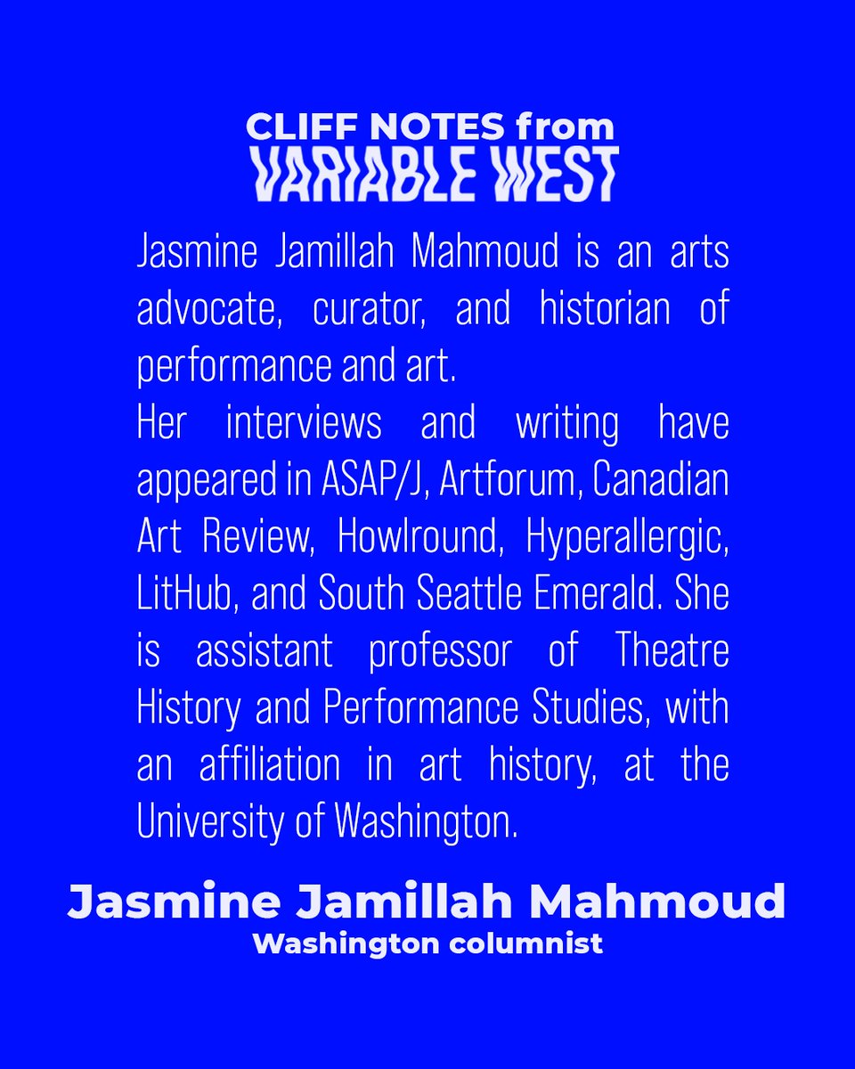 variablewest's tweet image. Cliff Notes WA edition from @jasminemahmoud heading to your inbox tomorrow! 

Featuring shows at @nepantla_arts, @iheartSAM, &amp;amp; Base Art Space 

Sign up now! l8r.it/GB3f