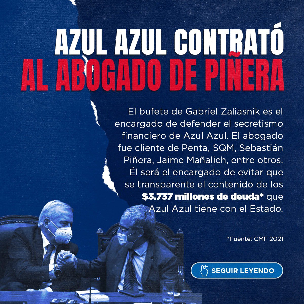 asambleazules's tweet photo. Azul Azul enfrenta un litigio contra @ctransparencia para ocultar los términos de negociación con el Estado ante la deuda al fisco por $3.737 millones. Dinero que nos deben a las y los chilenos.

Sin transparencia no pueden seguir a cargo del club. ¿Qué están ocultando? https://t.co/jVCPjxiBVW