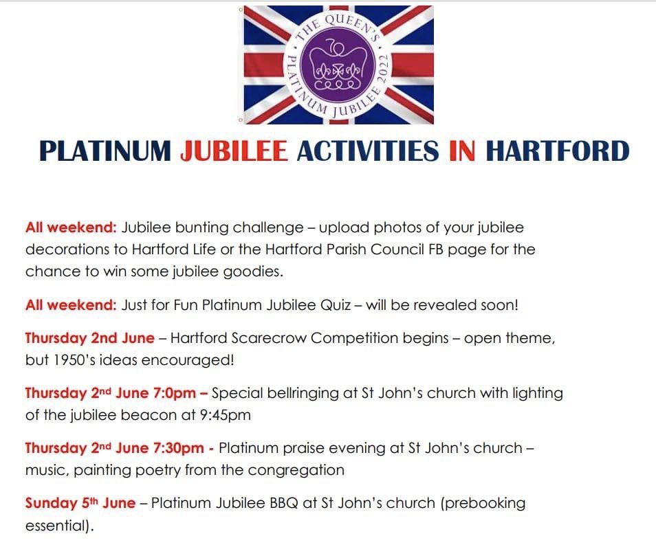 Round up of some of the #hartford #PlatinumJubilee celebrations taking place over the jubilee weekend: