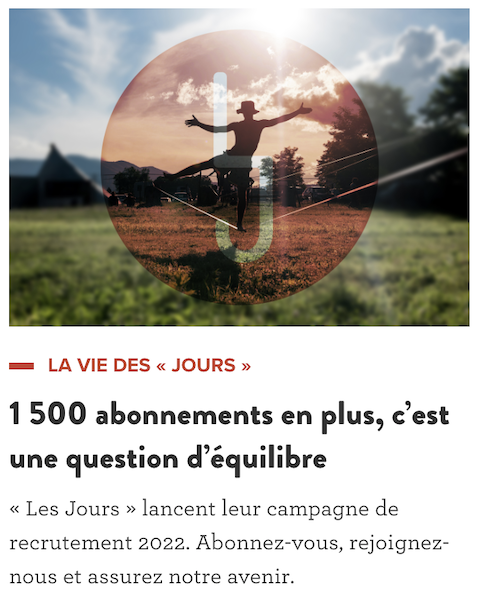 Attention, c'est important. L’équilibre des Jours est fragile et pour le conserver, nous avons besoin de 1500 nouveaux abonné·e·s. Découvrez pourquoi et soutenez le journalisme indépendant, tenace et sans pub. Par Isabelle Roberts, présidente des Jours.
⬇️
lesjours.fr/obsessions/vie…