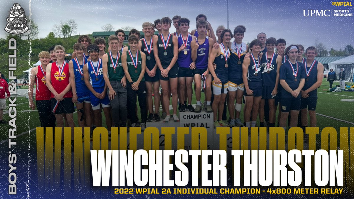 𝐖𝐏𝐈𝐀𝐋 𝟐𝐀 𝐁𝐨𝐲𝐬' 𝐓𝐫𝐚𝐜𝐤 &amp; 𝐅𝐢𝐞𝐥𝐝 𝐈𝐧𝐝𝐢𝐯𝐢𝐝𝐮𝐚𝐥 𝐂𝐡𝐚𝐦𝐩𝐢𝐨𝐧 - 𝟒𝐱𝟖𝟎𝟎 𝐌𝐞𝐭𝐞𝐫 𝐑𝐞𝐥𝐚𝐲

🥇 <a href="/wt_news/">Winchester Thurston School</a> (8:13.66)
🥈 <a href="/RaiderSports10/">Riverview Athletics</a> (8:19.79)
🥉 Shenango (8:21.01)

#WPIAL | 🎽🏆