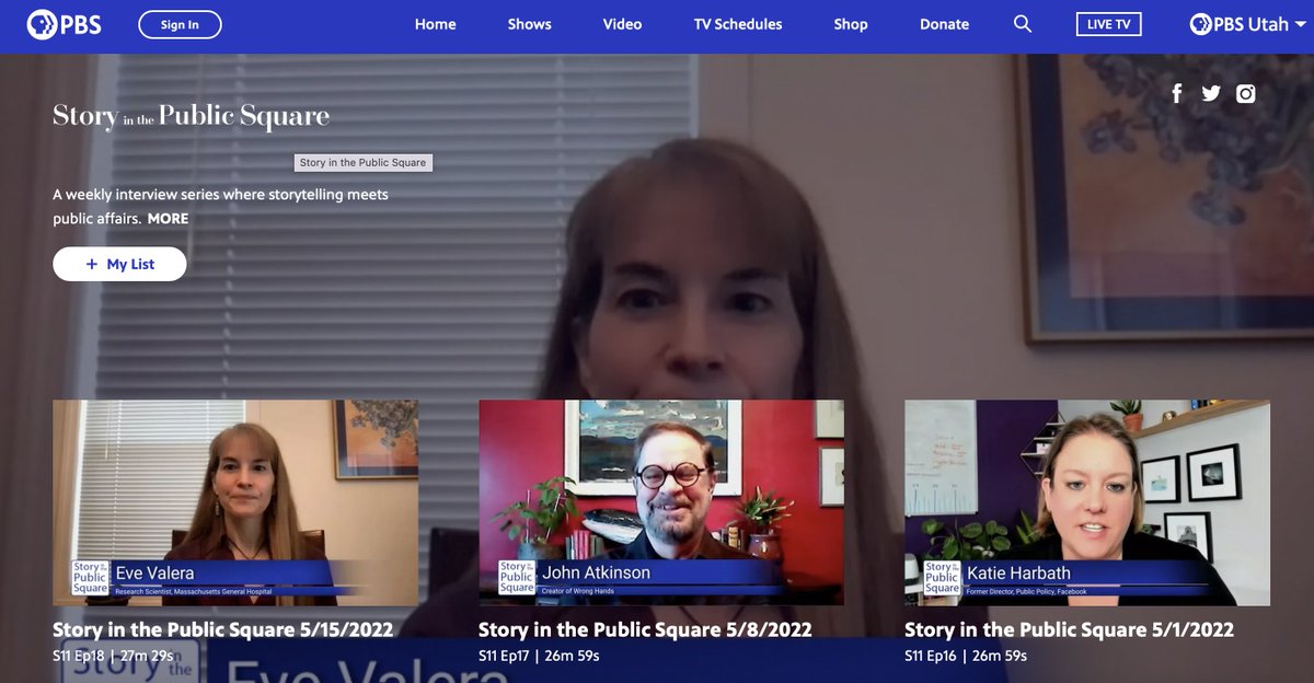 At 7:30 am this morning I got my office ready for an interview with PBS Story in the Public Square! Yes, I WAS wearing my pajama bottoms and YES, the poor kitties went outside because they love to show their kitty rumps.  Wayne Miller &amp; Jim Ludes were smooth like buttah!