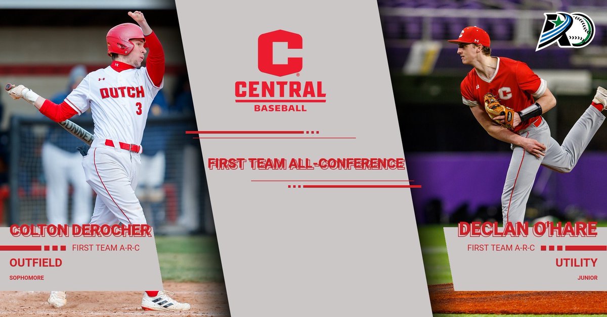 DutchBaseball's tweet photo. Congratulations to Colton DeRocher and Declan O’Hare on being named First Team All-Conference! #GoDutch https://t.co/V2PAkUrUkj