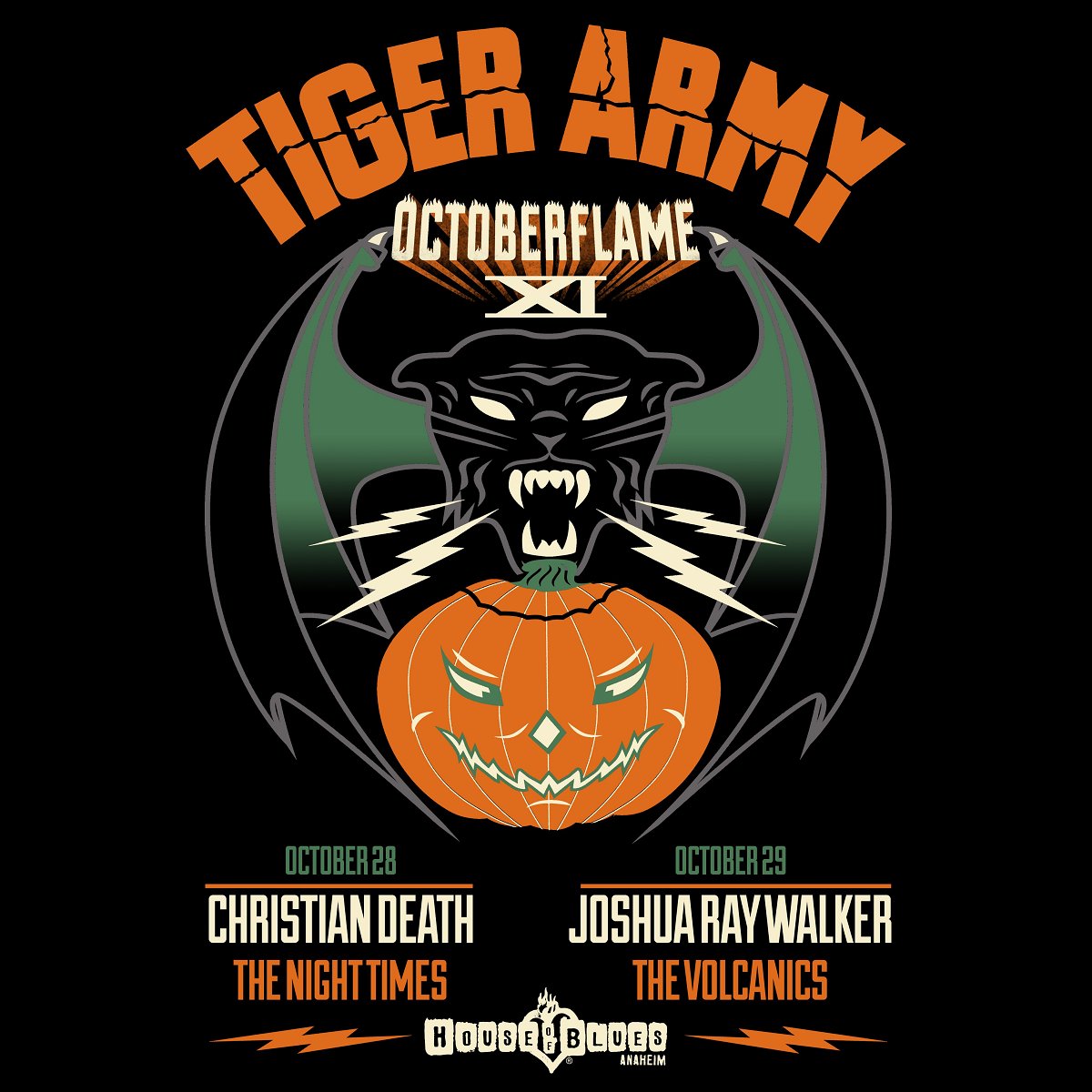 TheScenestar's tweet photo. Tiger Army will be bringing Octoberflame XI back to House of Blues Anaheim this "Rocktober!"

Christian Death, The Night Times, Joshua Ray Walker, &amp; the Volcanics will open the shows.

Tickets are on sale now: https://t.co/Rn7Sv0GUqh

#tigerarmy #octoberflame #hobanaheim https://t.co/OpRz9PitBU