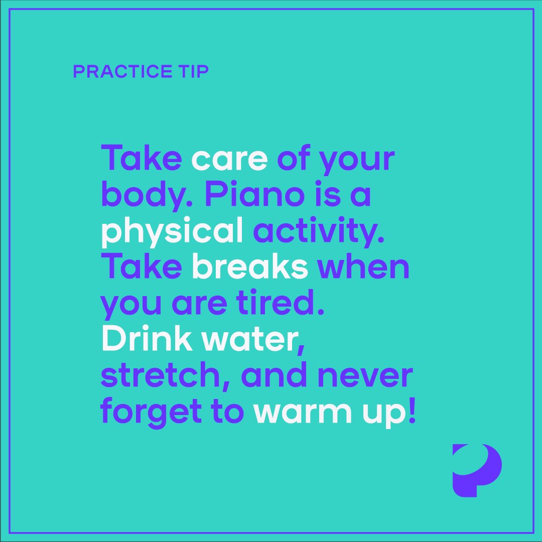 #WisdomWednesday with a #Piano #PracticeTip from your friends here @playgroundsessions! Take breaks, warm up, and hydrate when you are going to play!