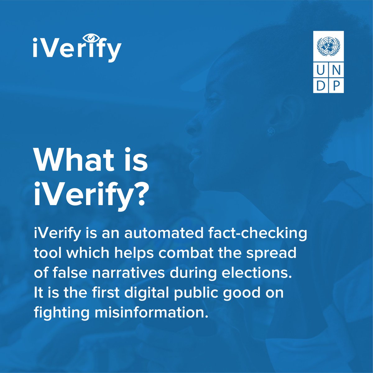 iVerify is the first digital public good that tackles information pollution during elections.

Thanks to our #UNDPEUpartnership 🇪🇺, the tool was implemented in Zambia & Honduras so far to help facilitate peaceful and fair elections: bit.ly/3Mj9rqe

#DigitalUNDP