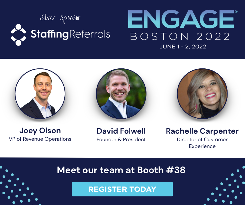 Come visit us at #BullhornEngage on June 1 &amp; 2 in Boston to learn how our #AutomatedReferralManagement platform can help you source more referrals faster.  hubs.la/Q01btR0K0