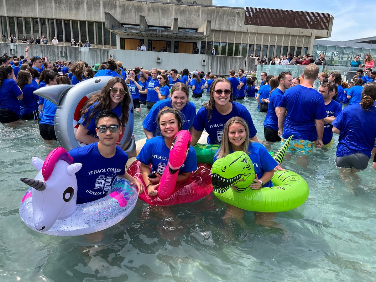 IthacaCollege's tweet photo. It's a GREAT day to be a #Bomber! Congratulations Class of 2022 on your #SeniorSplash day. #ICGrads #IthacaCollege @ICAlumni https://t.co/s5FcZu0n8g