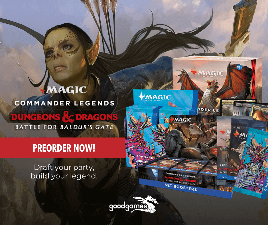 goodgamesindy's tweet photo. PREORDER: Secure your seat for the @wizards_magic Commander Legends - Battle for Baldur's Gate prerelease today! https://t.co/HIP6bdVJK9 https://t.co/EGDEJeRm6S