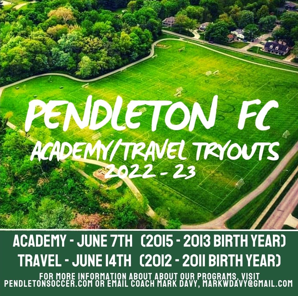 Pendleton_FC's tweet image. SAVE THE DATE! 2022-23 Academy Tryouts (2015 - 2013 Birth Year) June 7th and Travel Tryouts (2012 - 2011 Birth Year) June 14th. Join our family, visit our website to learn more about our programs, pendletonsoccer.com. 
#friendship #community #development