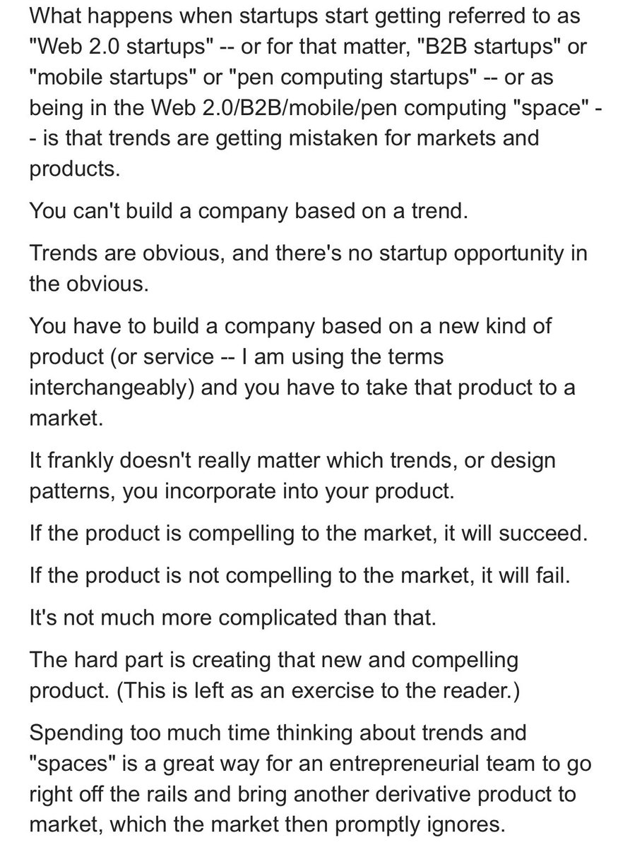 levie's tweet image. Fantastic startup advice from Marc Andreessen 15 years ago.