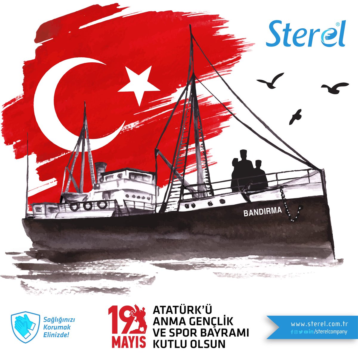 SterelCompany's tweet photo. 19 Mayıs Atatürk’ü Anma Gençlik ve Spor Bayramımız Kutlu Olsun.
#19mayıs #samsun #bandırmavapuru #eytürkgençliği #nemutlutürkümdiyene #atatürk #nutuk #anıtkabir #atamizindeyiz  #sterelcompany #elasthineldiven #typegeldiven #pratikeldiven #eldivenmatik #hijyen #temizlik #çevre https://t.co/AmGOv1UHc6