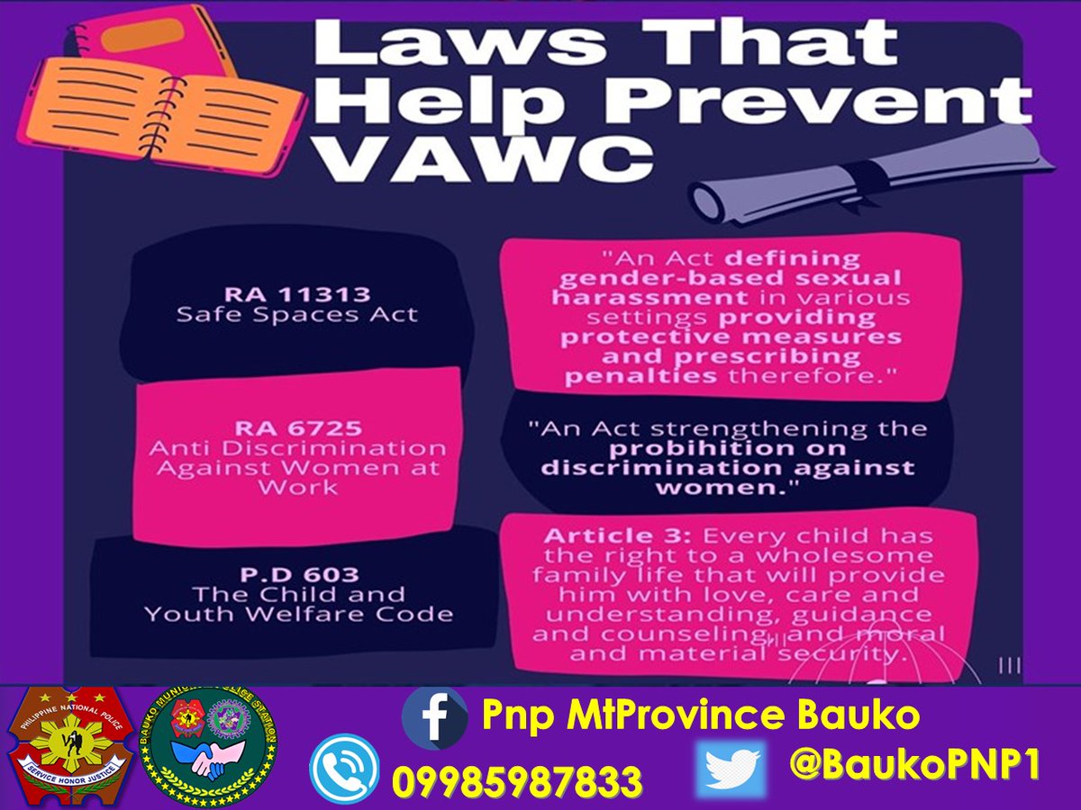 PNPBauko1's tweet photo. Laws that prevent Violence Against Women and thier Children
#StopVAWC
#VAWCFreeCommunityStartsWithMe
#PulisAtKomunidad https://t.co/wC9wXQVr9k
