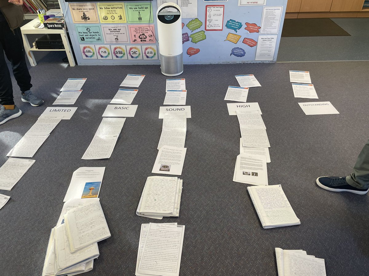CMassey_Edu's tweet photo. A great start to the day. Stage 3 AP @DSafrglani leading the team in moderating student writing samples to make consistent judgements about student achievement and success. Lots of rich discussion and productive pondering! #writing #teacherjudgement #reflectivetobeeffective https://t.co/aAxFirQvlg